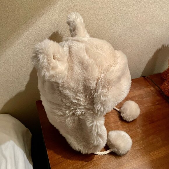 PB Teen Faux Fur Trapper Hat With Pom Poms - NWOT - Picture 5 of 7